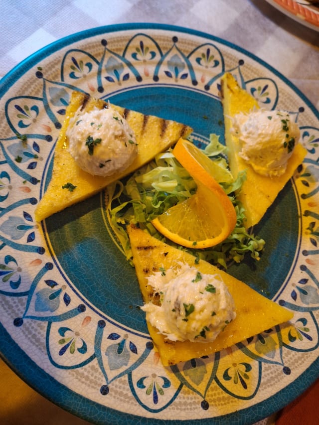 Baccala mantecato su polenta grigliata - Osteria Alla Torre, Verona