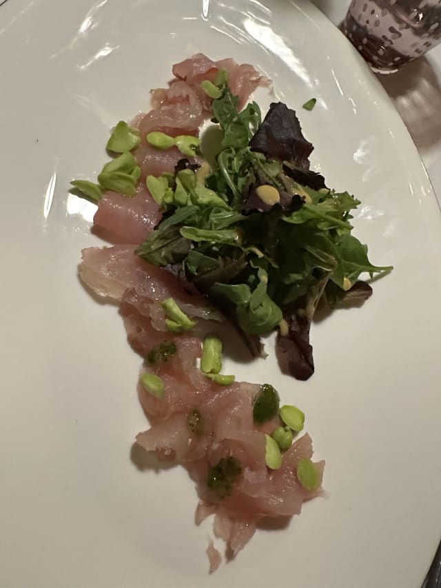 sashimi di ricciola e fave - Le Milton Beach, Rimini