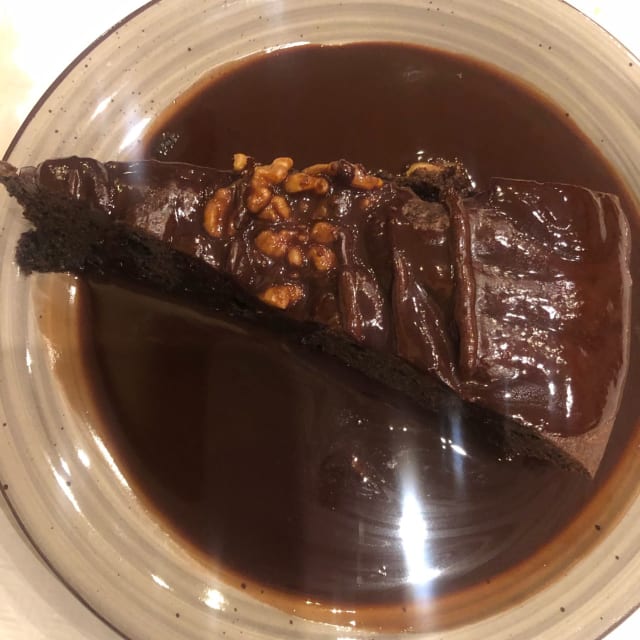 Brownie con chocolate caliente - Nigola, Madrid