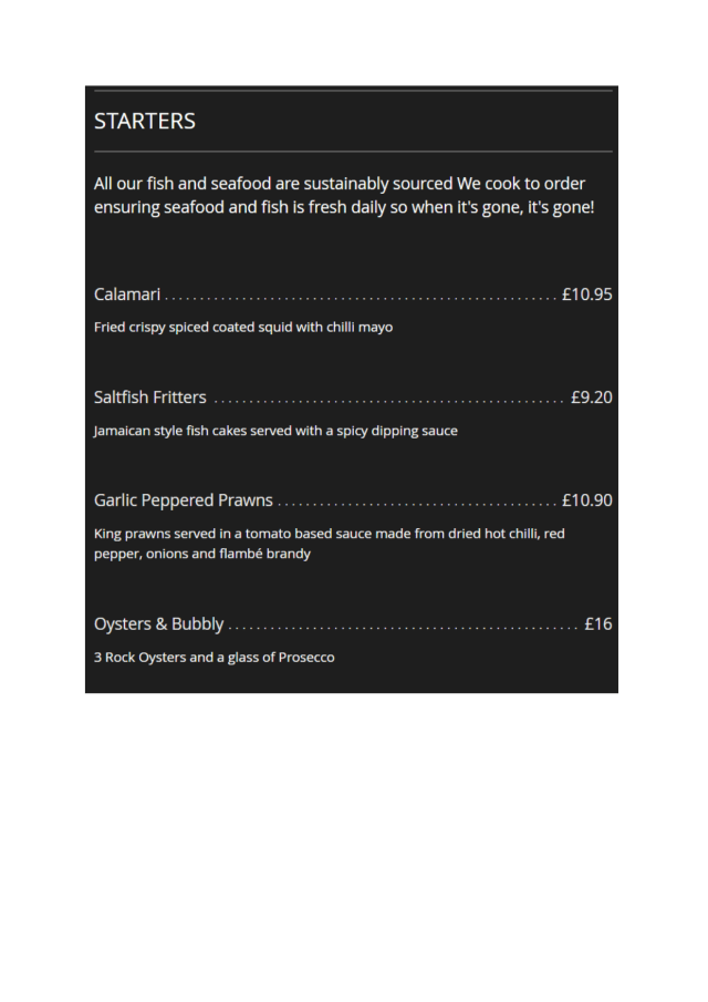 Speisekarte 2024 Etta's Seafood Kitchen in London TheFork