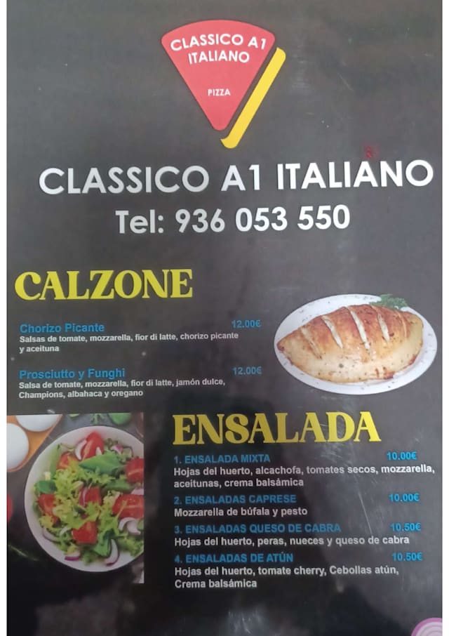 Menu 2025 - Classico A1 Italiano in Terrassa | TheFork Menu 2025 - Classico A1 Italiano in Terrassa | TheFork