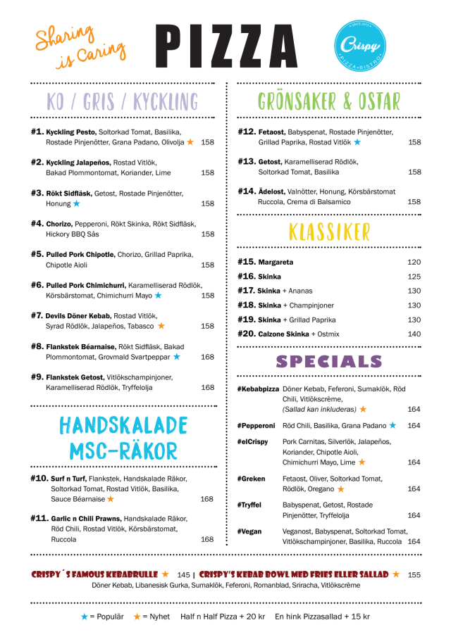 Menu 2024 Crispy Pizza Södermalm em Estocolmo TheFork