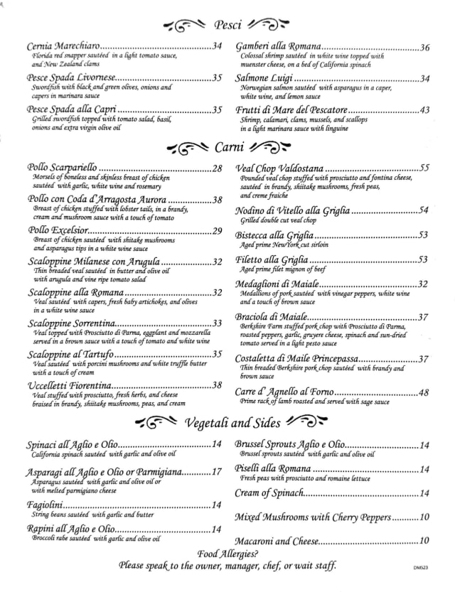 Menu 2024 Mulino's of Westchester in White Plains TheFork