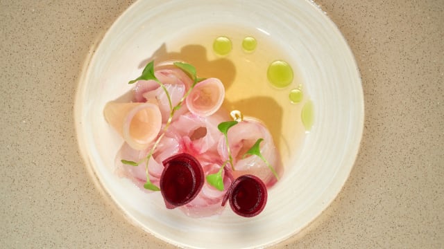 Sashimi, peixe do dia, óleo de shiso - Ryōshi by chef Lucas Azevedo, Lisbon