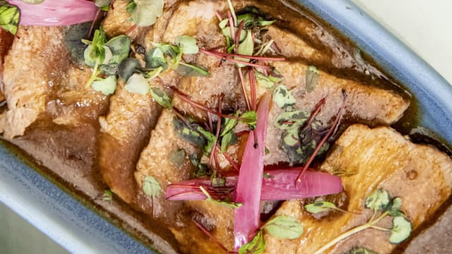 Quasi de veau mariné façon chermoula - Les Belles Plantes, Paris