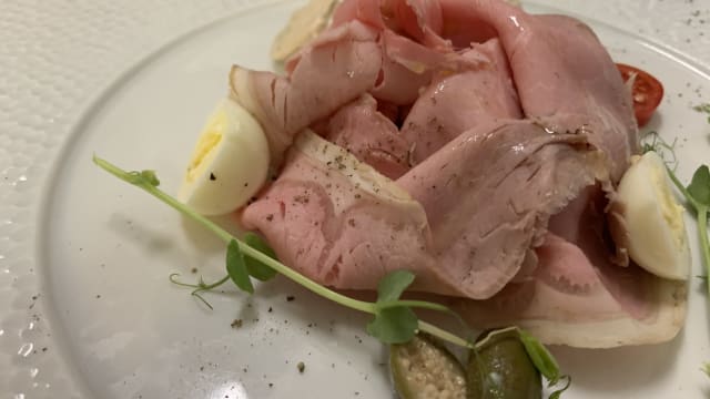 Terrine of farm raised chicken with forest berry sauce - Andreas Restaurant, Taormina