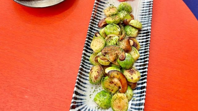 Grilled mushroom & sprout with wagyu oil - SHIN Traditional Japanese Flavours & Matcha, Rotterdam