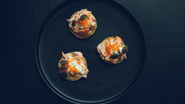 Blini salmon and trout caviar - Lillie Wine Rebel