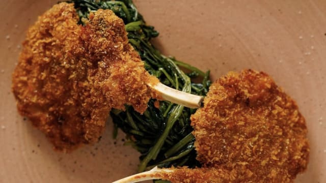 Costolette d’agnello panate e fritte e cicoria - Bianca Trattoria, Rome