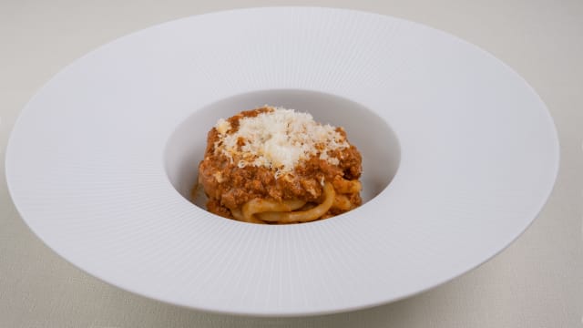 Picio fatto in casa con ragout di cinghiale locale e pecorino di fossa toscano - Flora & Fauno, Florence