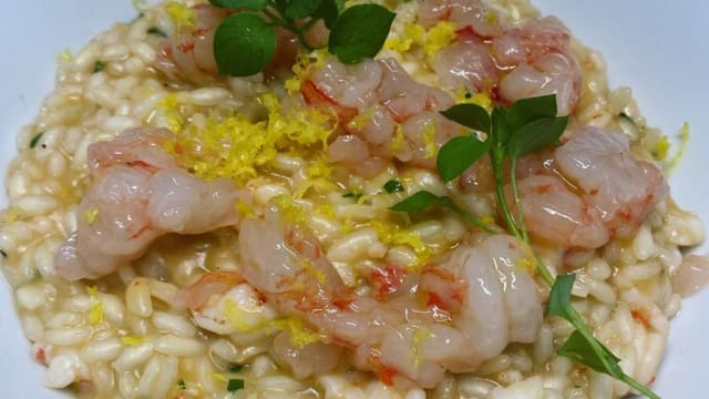 Risotto al crudo di gambero rosso - Ristorante Mediterraneo Salerno