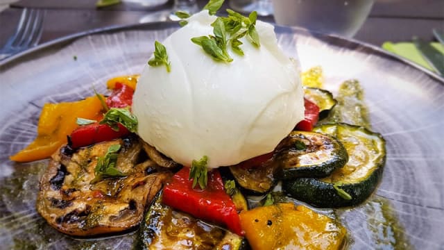 Mozza di Bufala aux légumes grillés