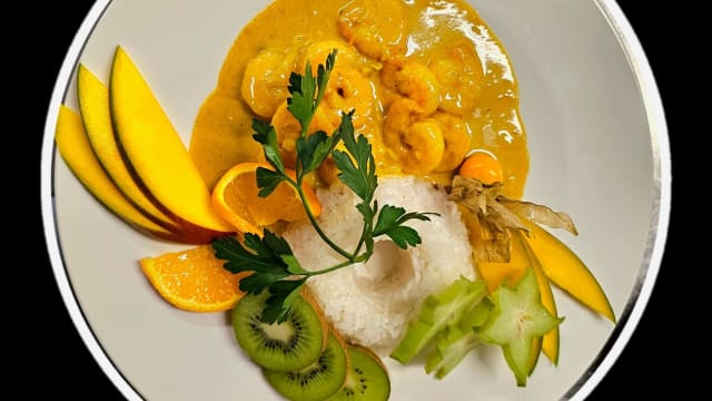 Gambas curry-mangue - L'Auberge de la Couronne