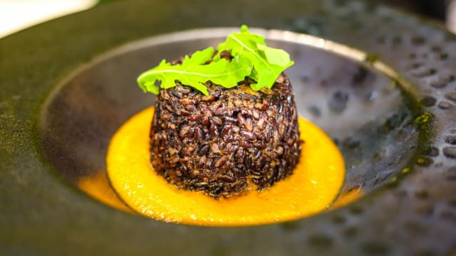 Tortino di riso venere con funghi porcini e robiola  - Antico Orcio