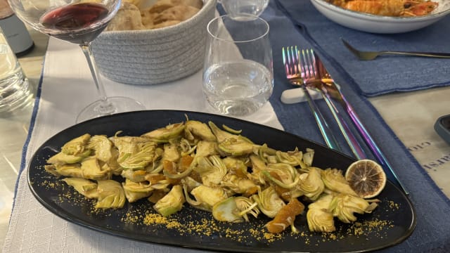 Carciofi e bottarga di cabras  - IN PARI - Ristorante di Pesce