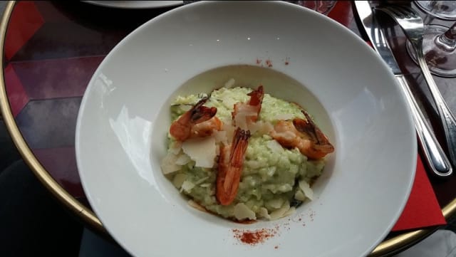 Risotto aux gambas, pesto et parmesan - Chez Troquette, Paris