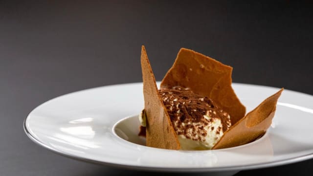 Unusual tiramisù, aniseed liquor and coffee - RISTORANTE RADICI, Nardò