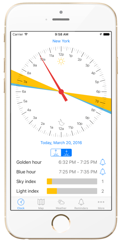 GoldenHour.One App Screen