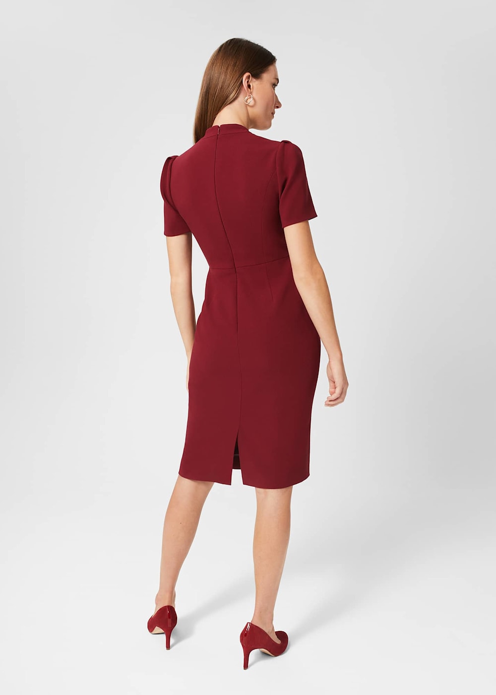Burgundy shift dress uk discount