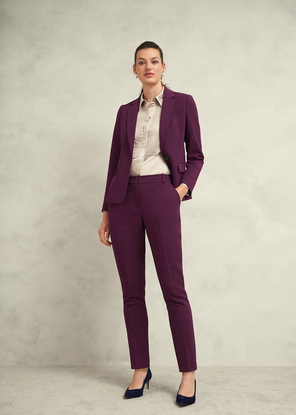 Burgundy trouser suit on sale