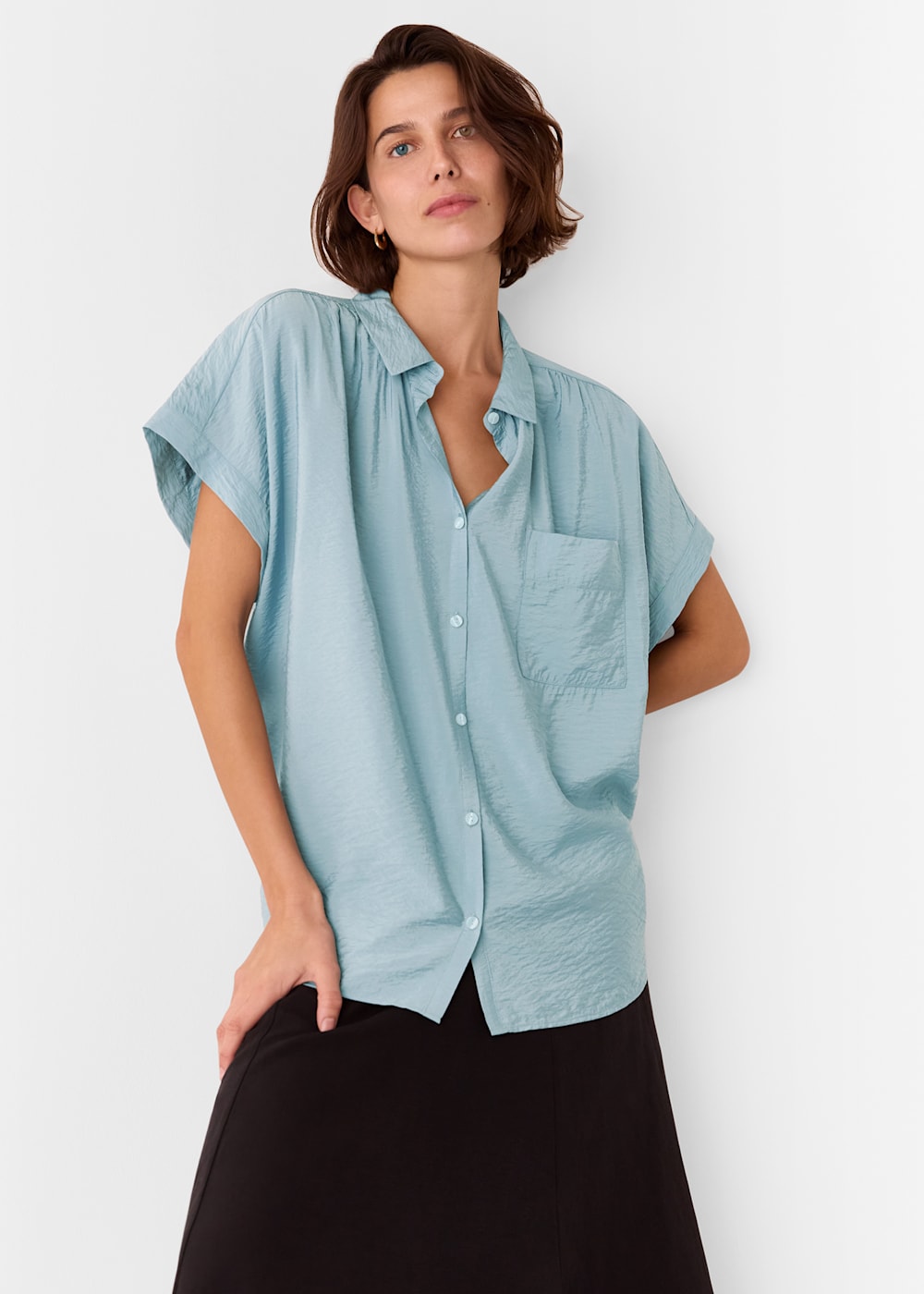 Whistles Pale Blue Nicola Button Through Shirt Whistles Pale Blue Nicola Button Through Shirt