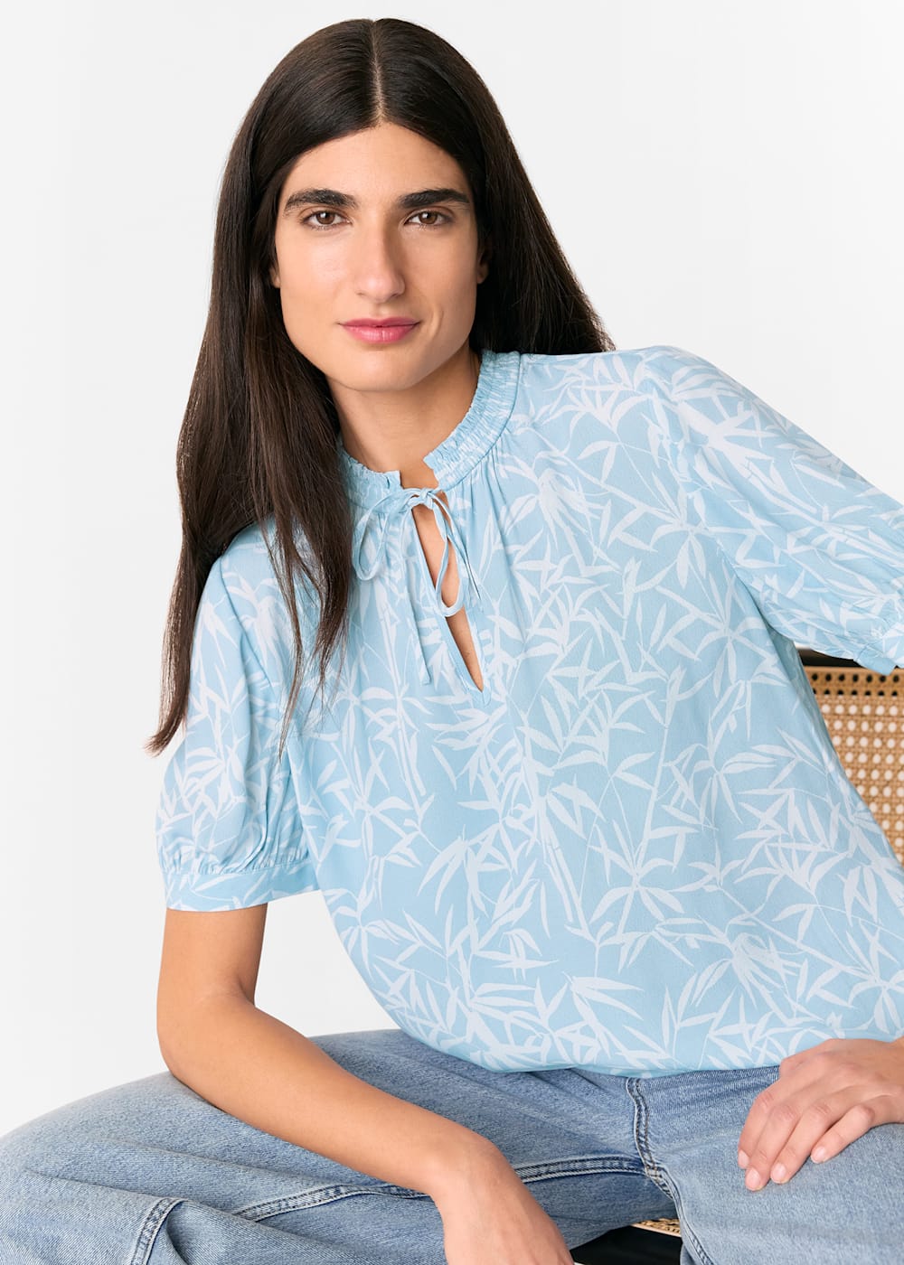 Whistles bamboo Leaves Tie Neck Blouse Whistles bamboo Leaves Tie Neck Blouse