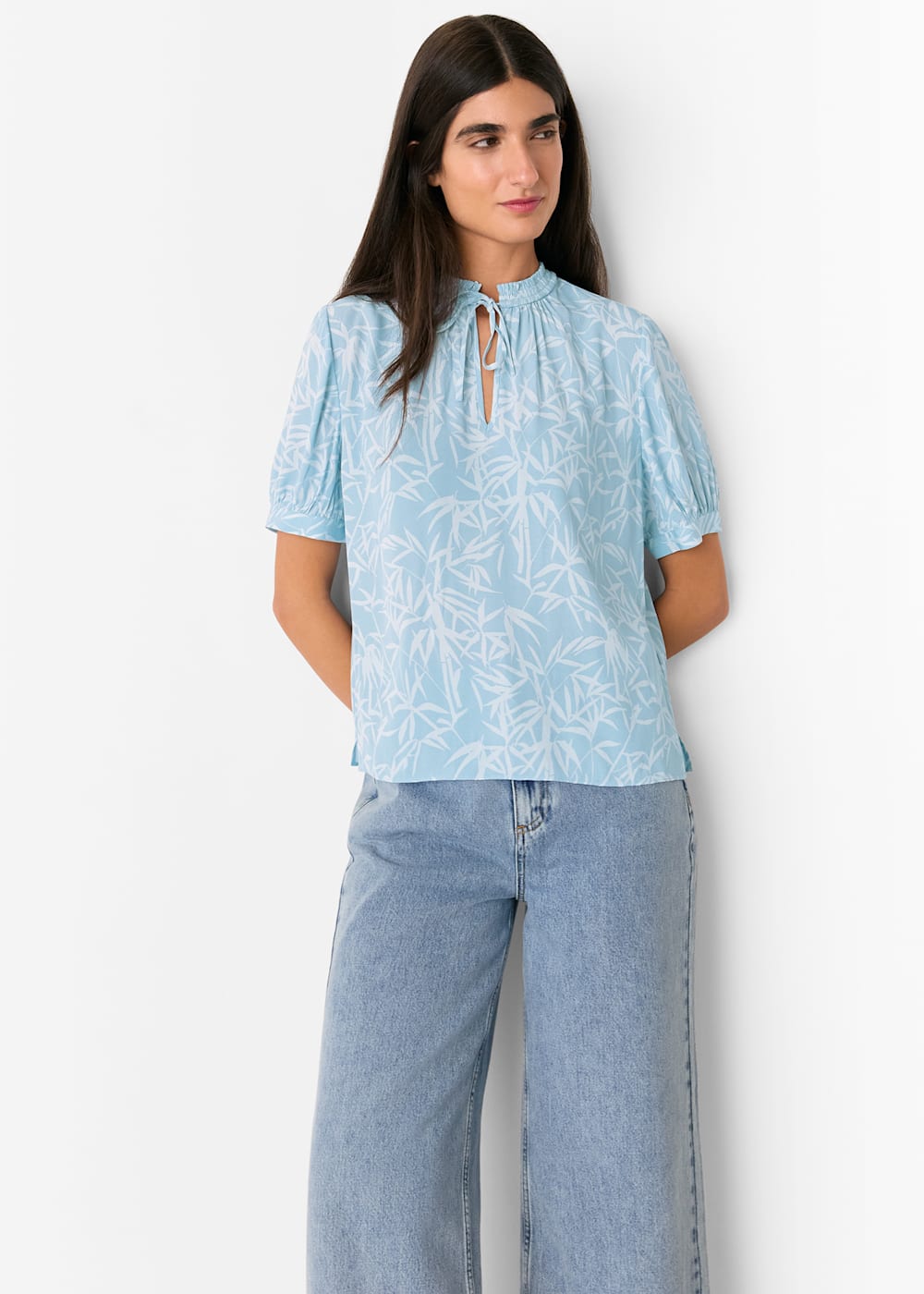 Whistles bamboo Leaves Tie Neck Blouse Whistles bamboo Leaves Tie Neck Blouse