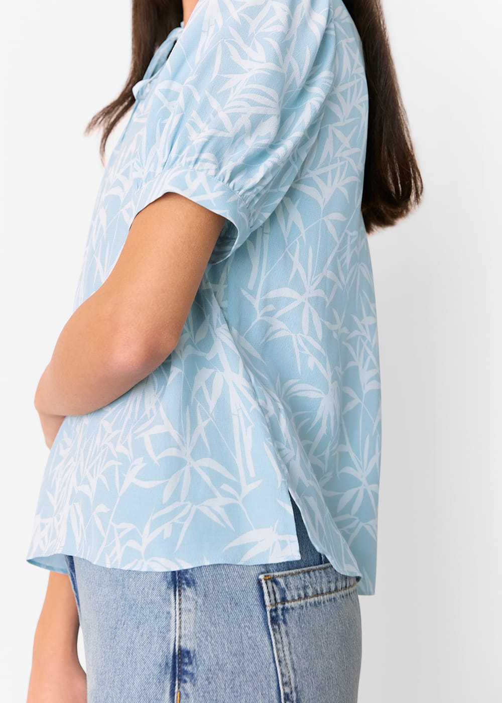 Whistles bamboo Leaves Tie Neck Blouse Whistles bamboo Leaves Tie Neck Blouse