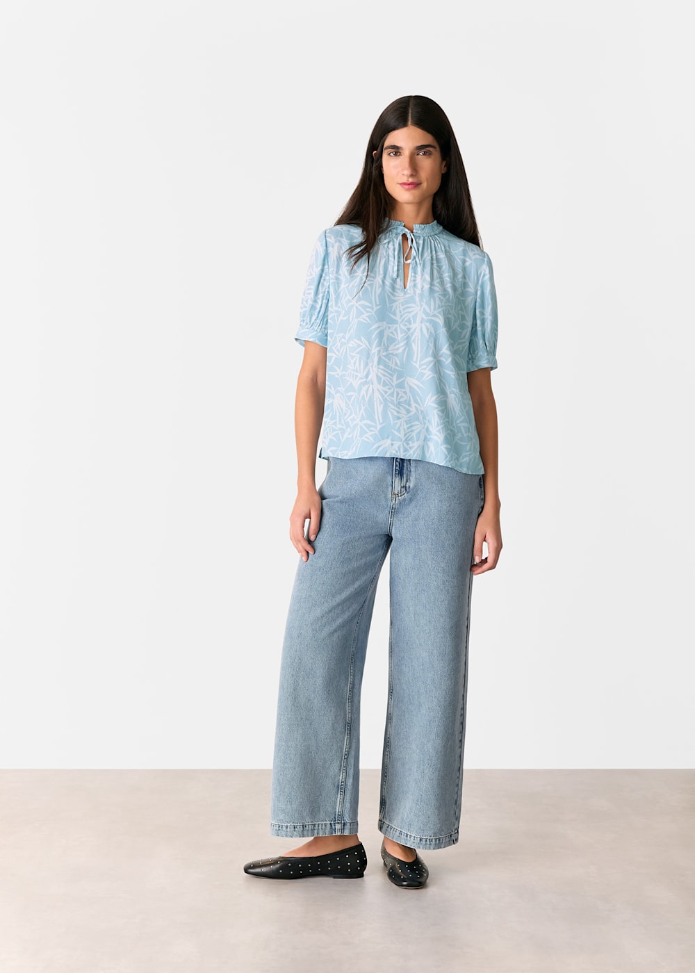 Whistles bamboo Leaves Tie Neck Blouse Whistles bamboo Leaves Tie Neck Blouse