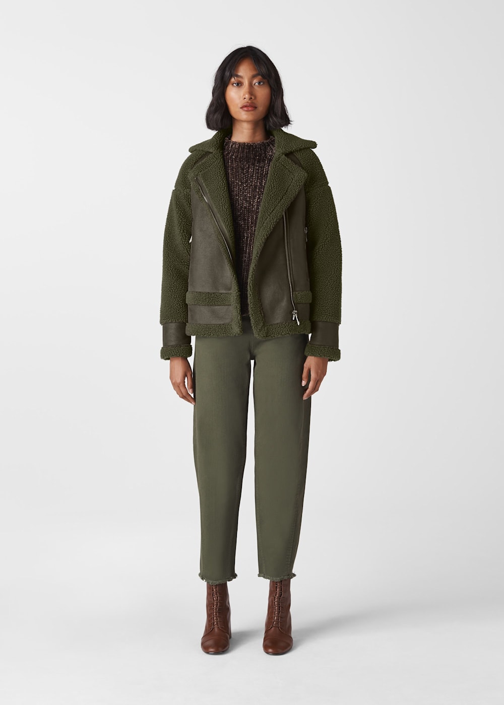 Khaki borg jacket hotsell