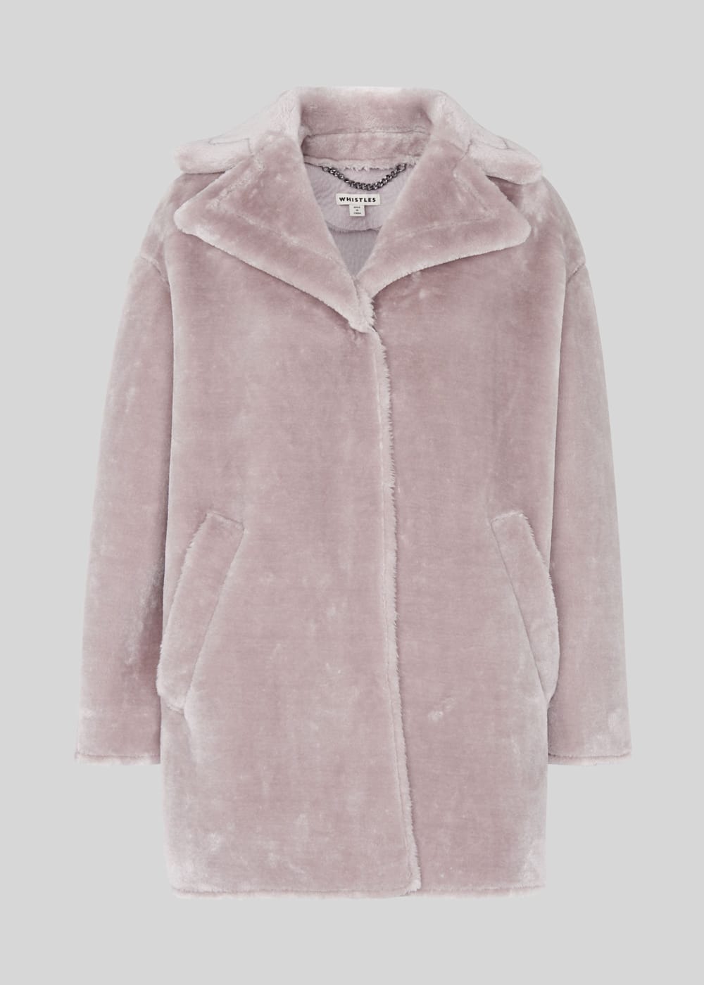 Whistles faux fur cocoon coat grey shop