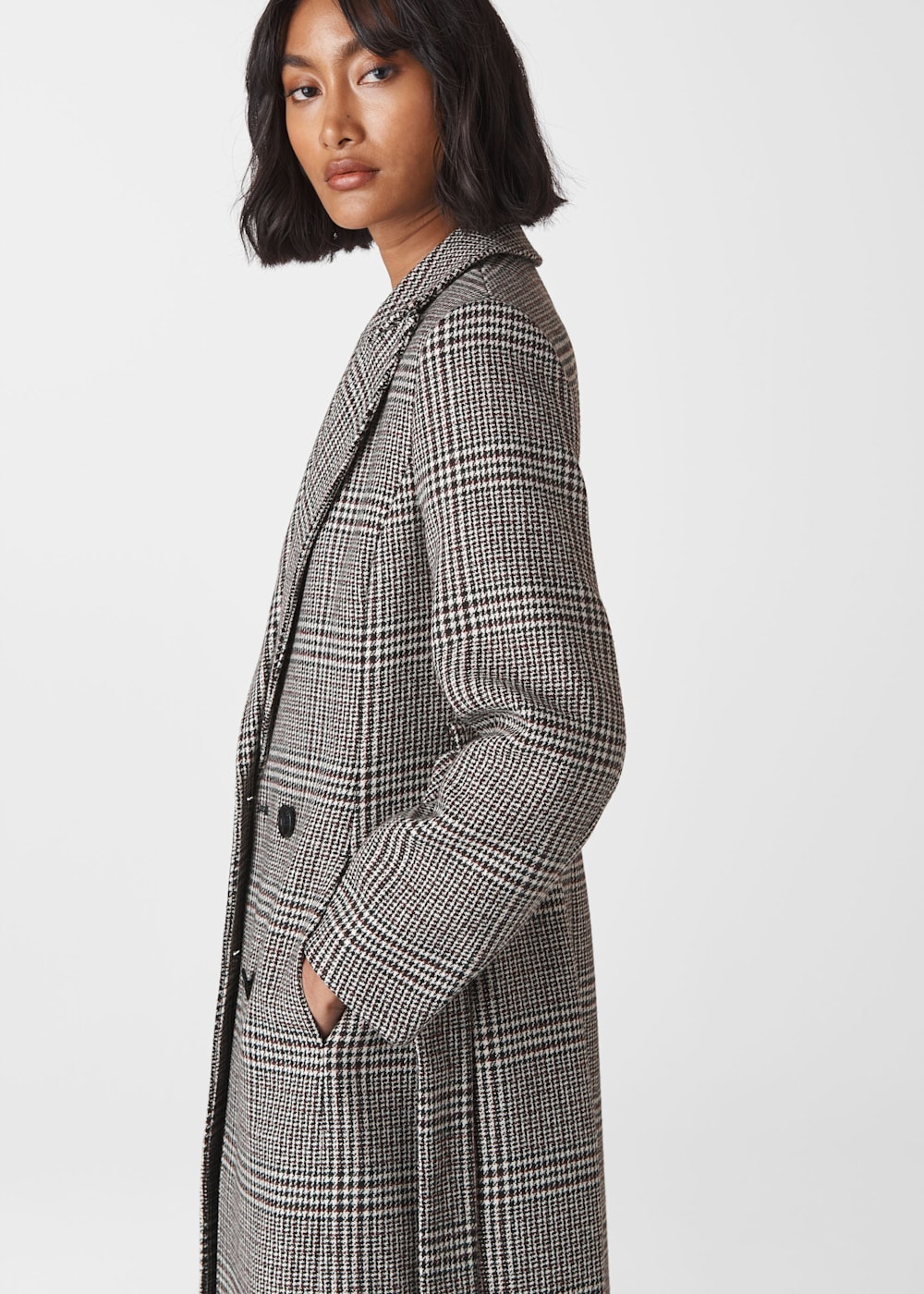 Belted check coat best sale