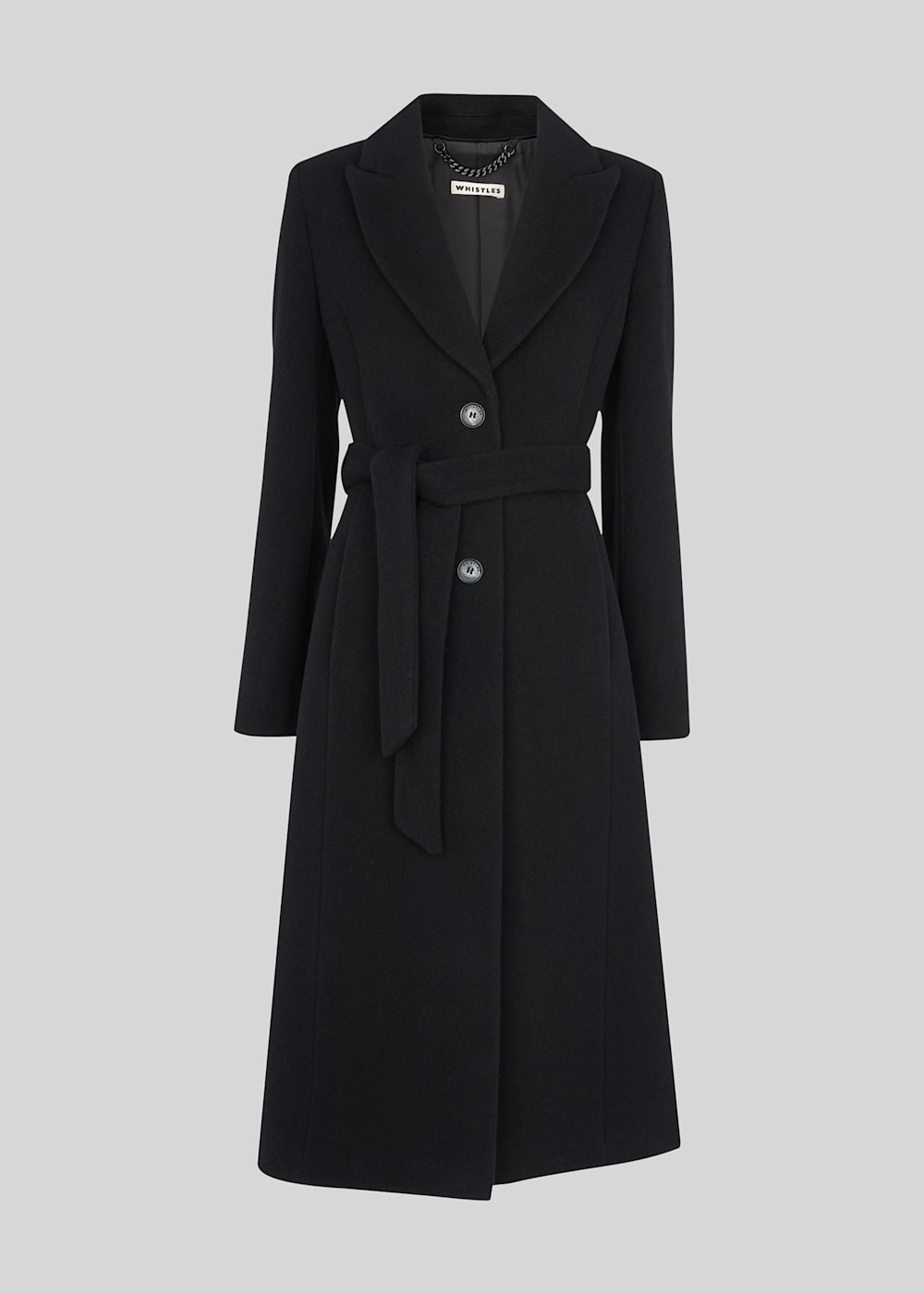Black Penelope Belted Coat WHISTLES Whistles UK