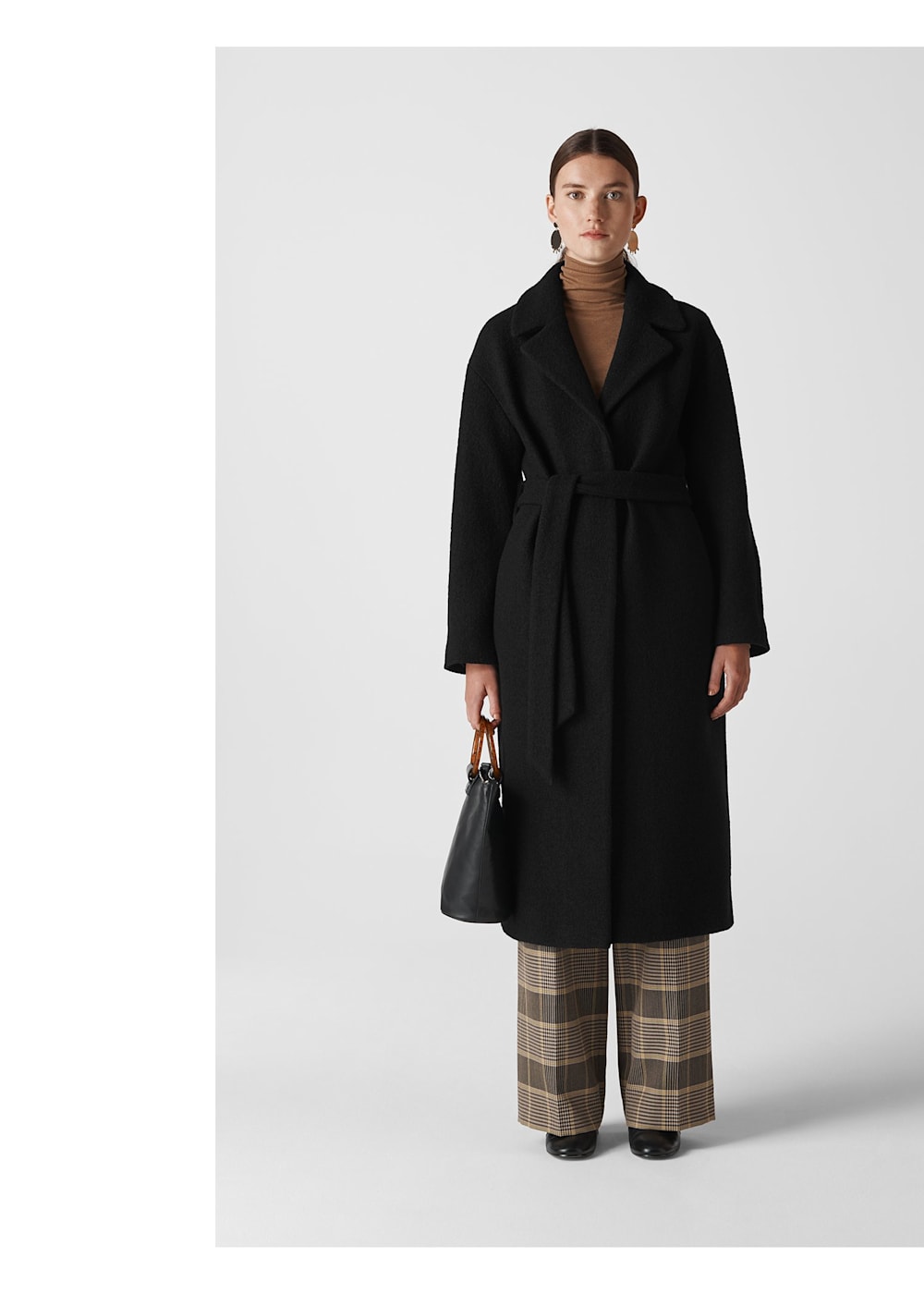Black Boiled Wool Coat WHISTLES Whistles UK