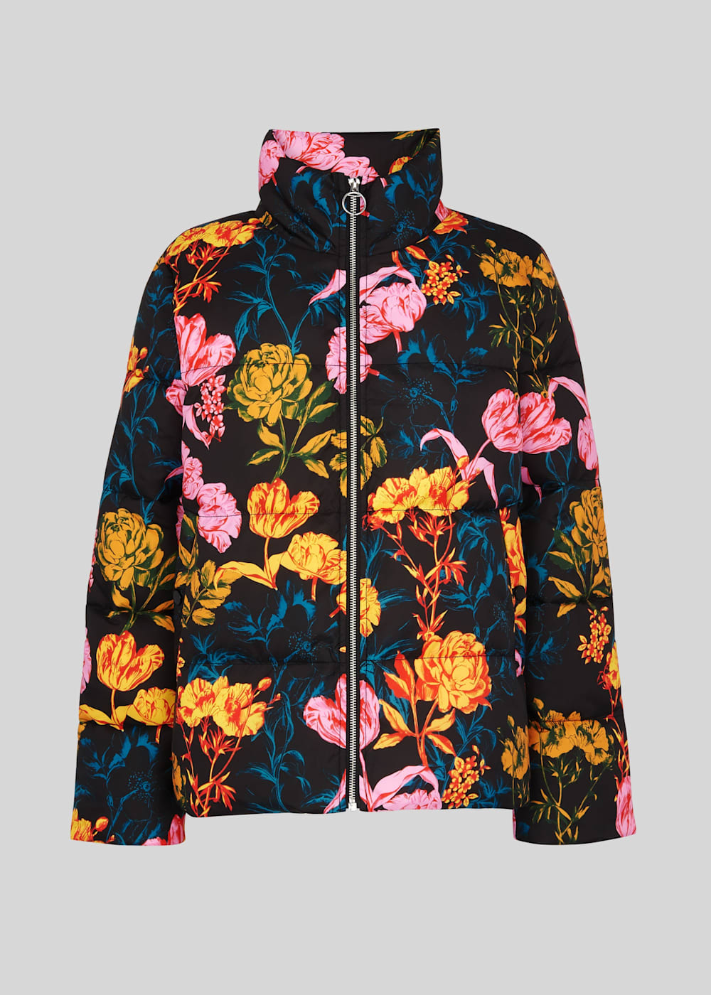 Floral print puffer jacket top
