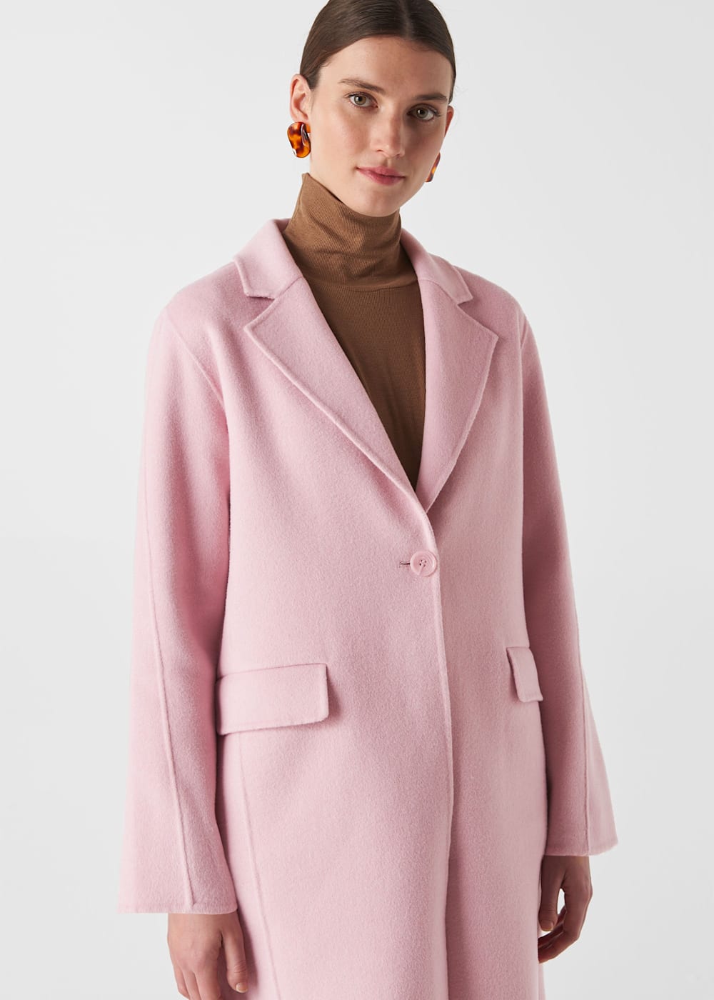 Pale Pink Nell Double Sided Crombie Coat WHISTLES Whistles UK