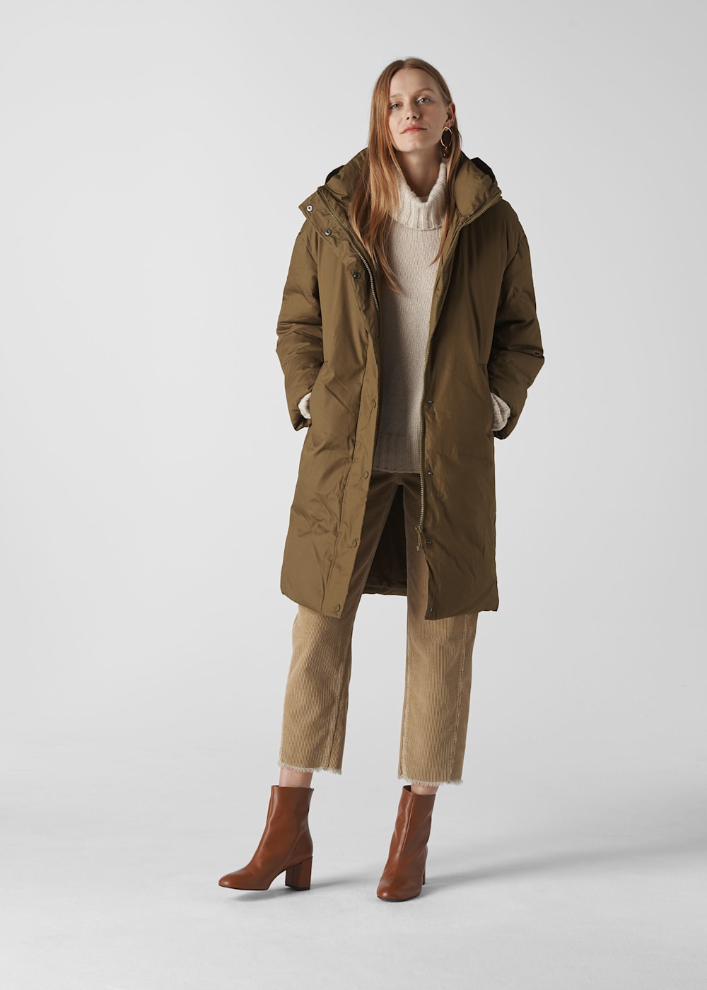 Khaki Cami Casual Puffer WHISTLES Whistles UK