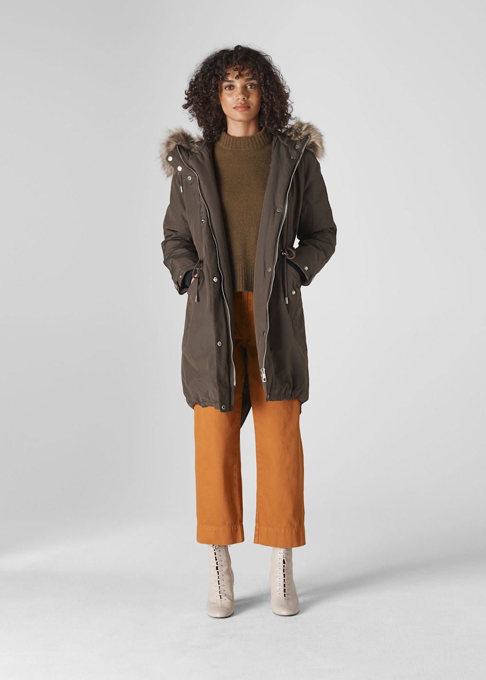 Grey Cleo Casual Parka WHISTLES