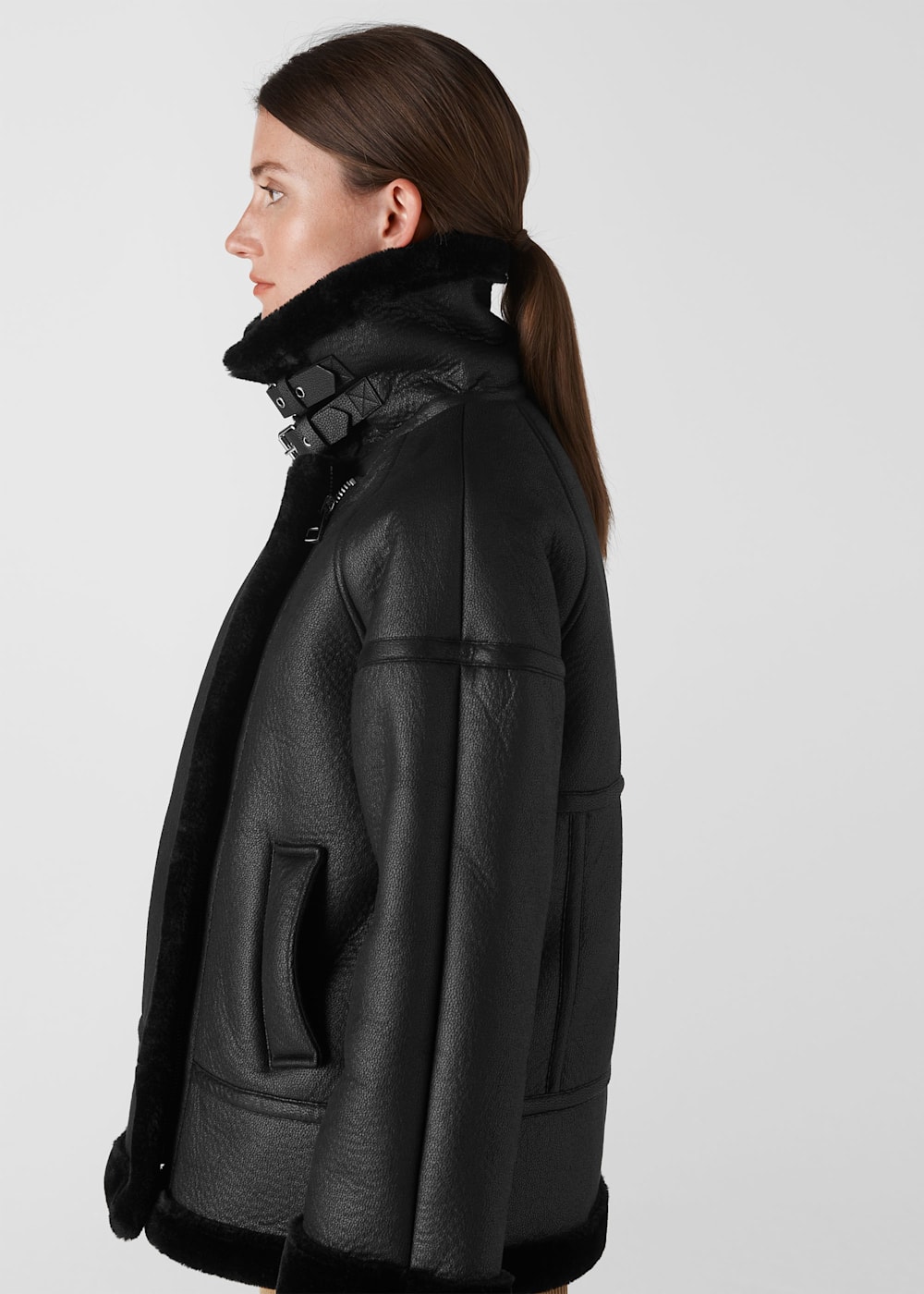 Whistles faux shearling biker jacket deals
