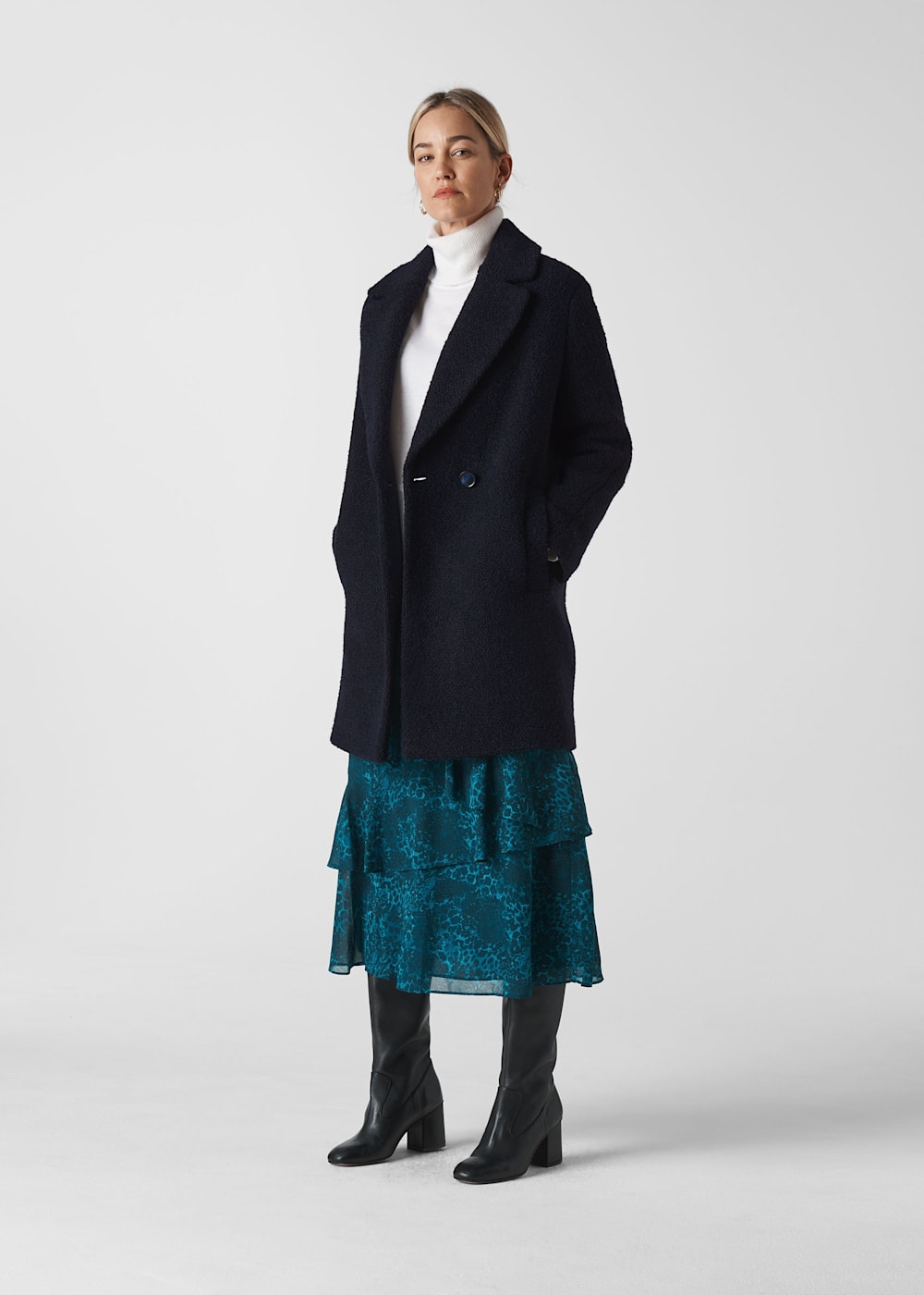 Navy boucle blazer clearance