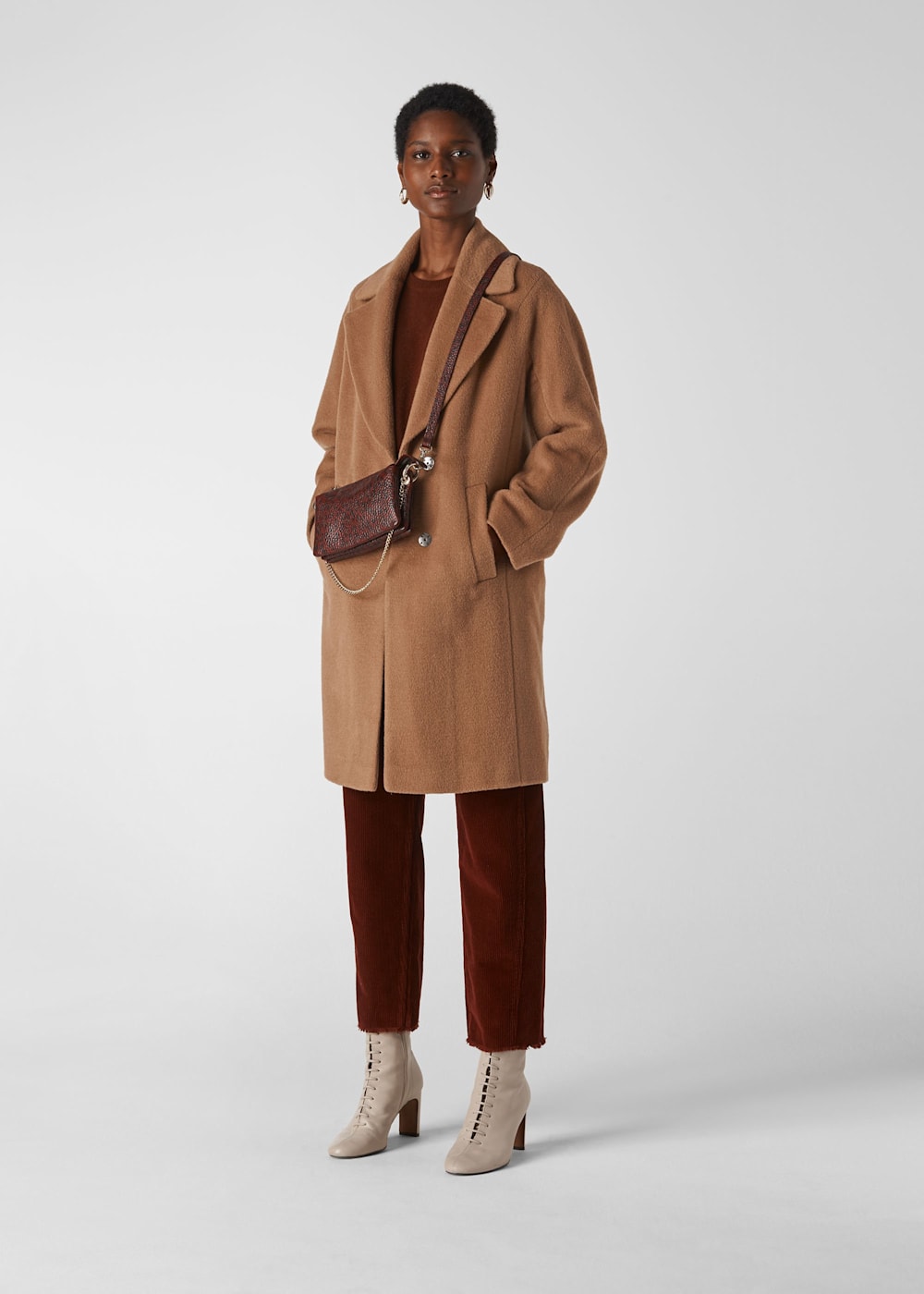 Camel Mara Drawn Cocoon Coat WHISTLES Whistles US