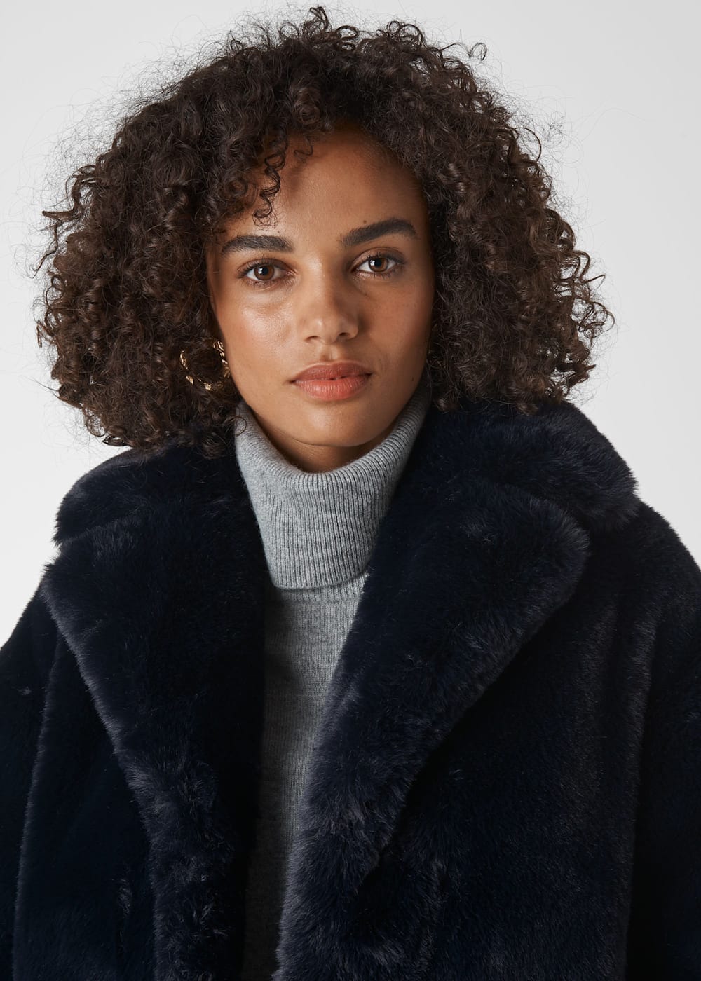 Navy shearling coat cheap