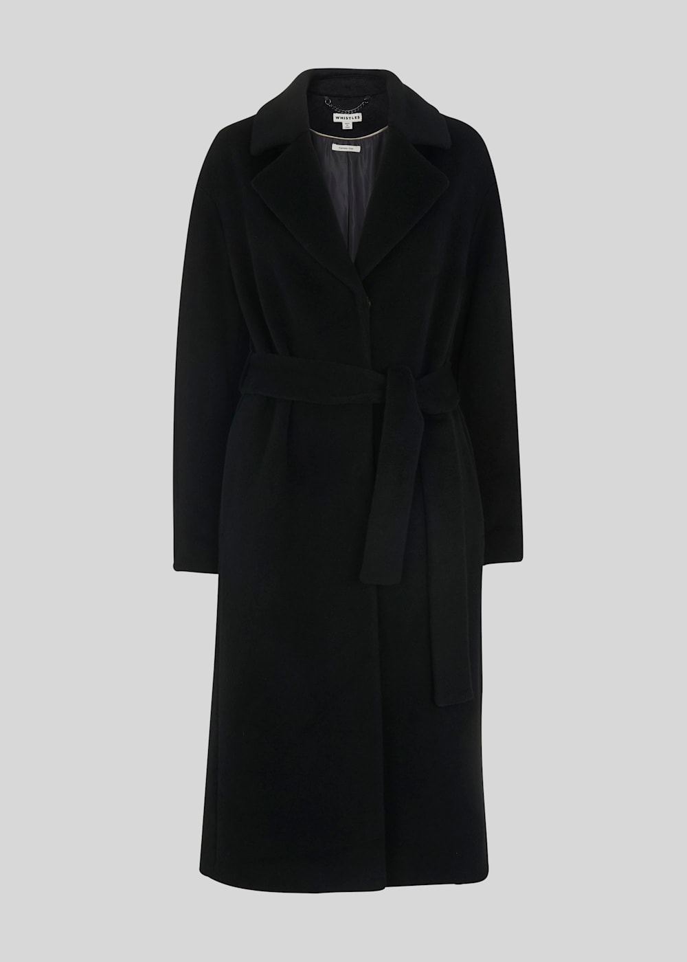 Belted wrap coat black best sale