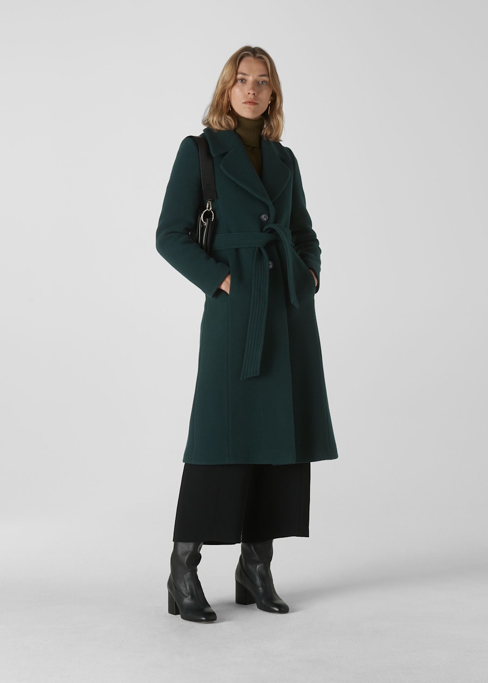 Dark green belted coat new arrivals