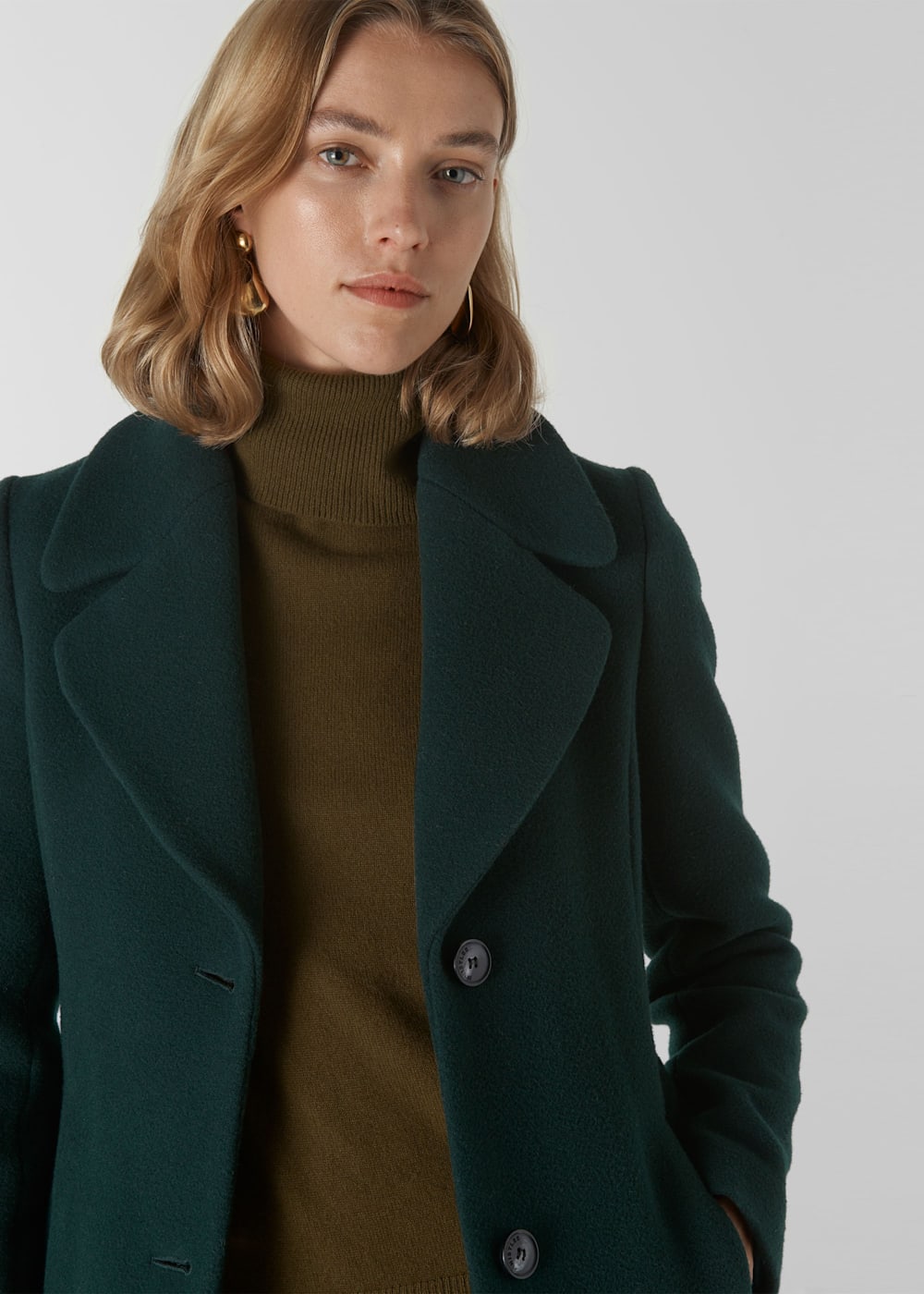 Dark green belted coat online
