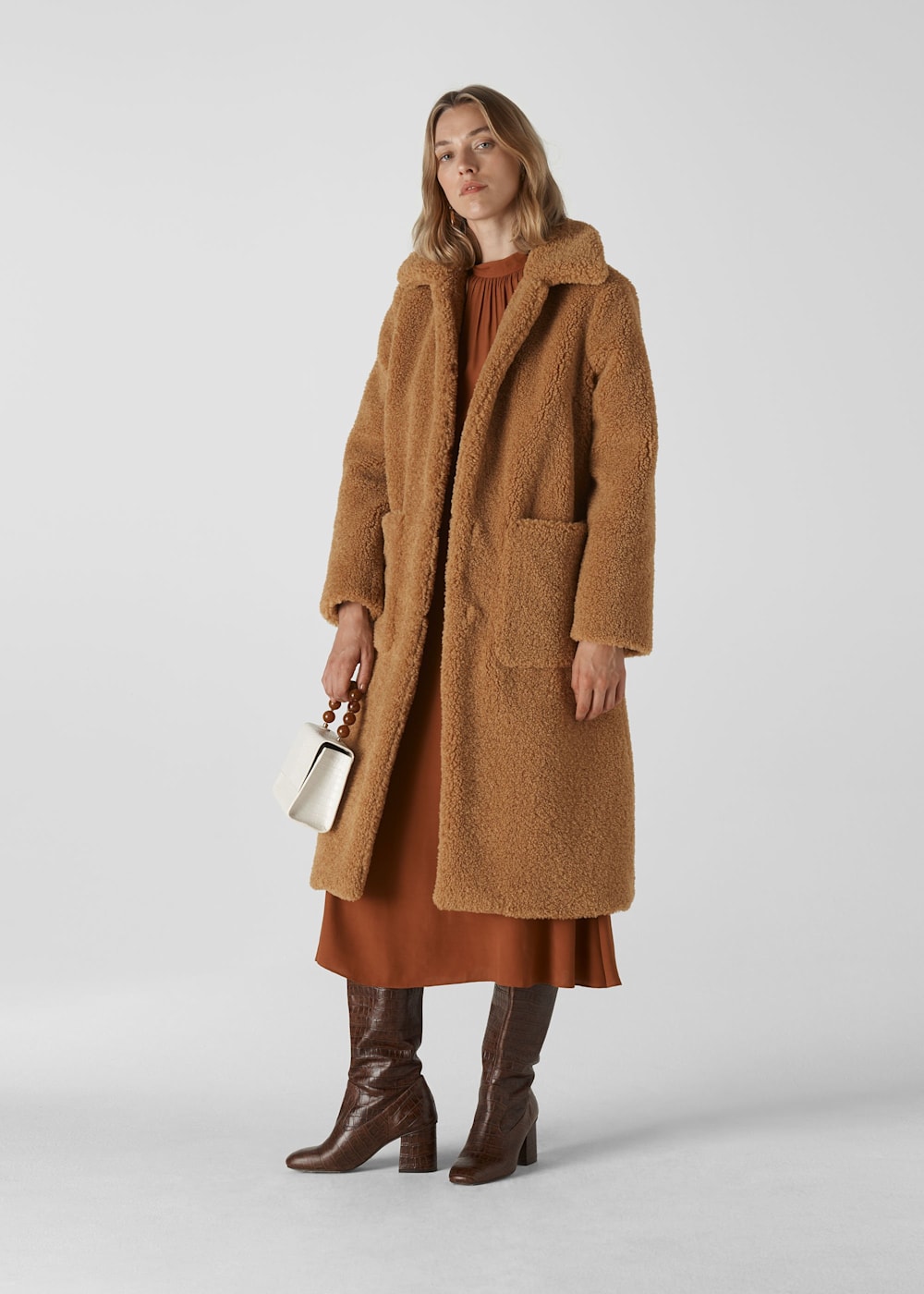 Longline hooded teddy coat sale