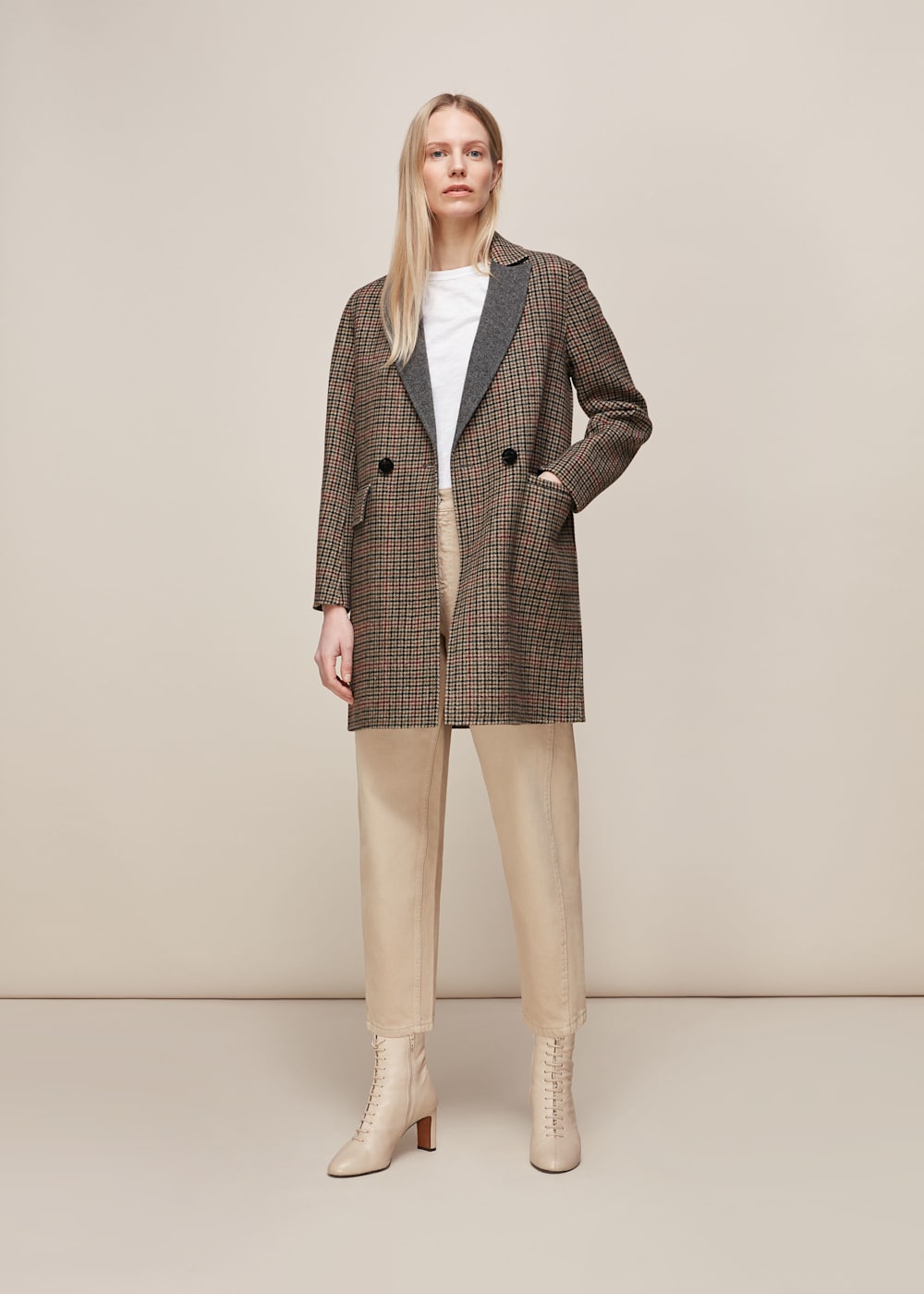 Short check coat shop