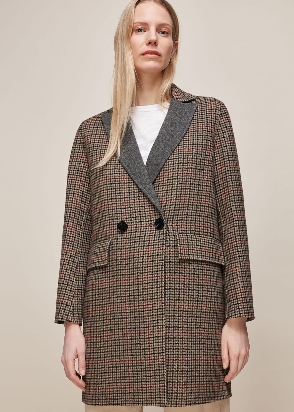 Checked short coat sales