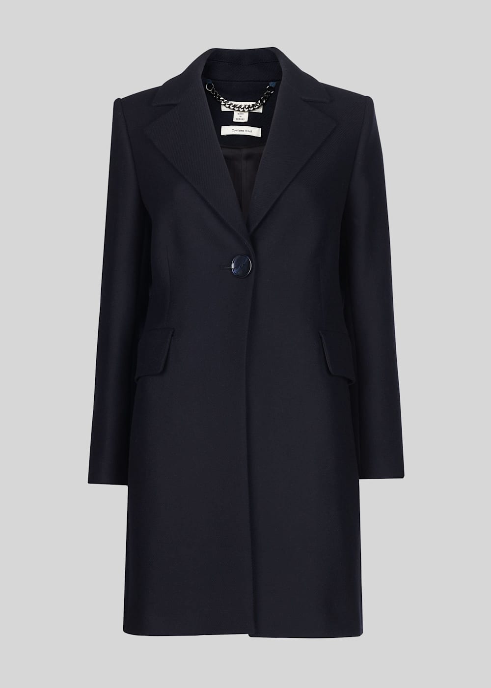 Navy Clara Short Wool Coat WHISTLES Whistles US
