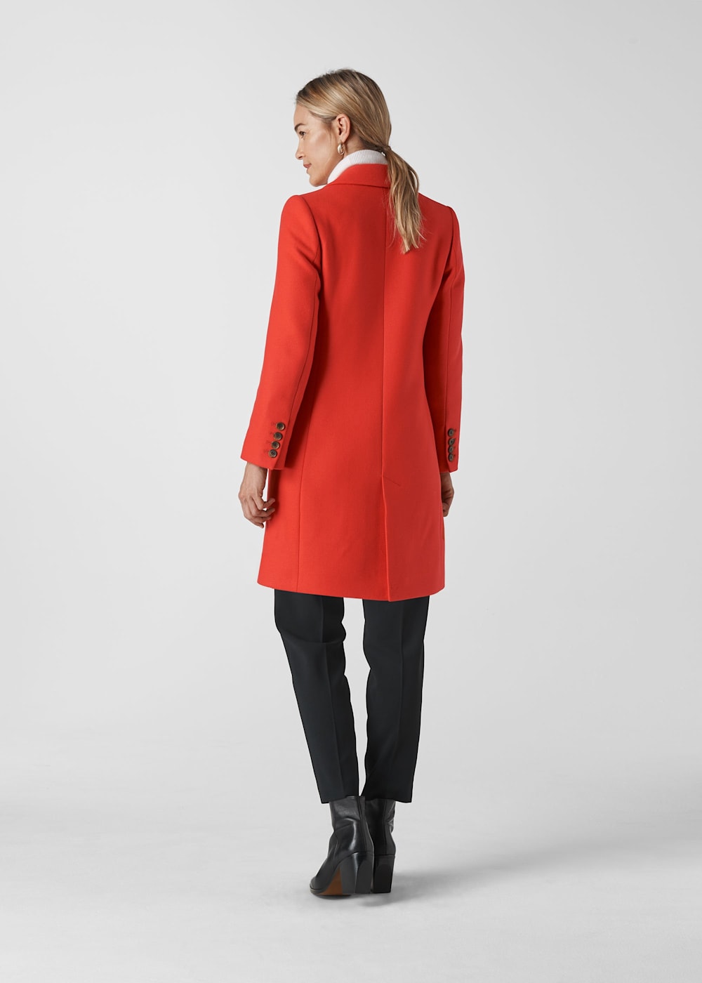 Red Clara Single Breasted Coat